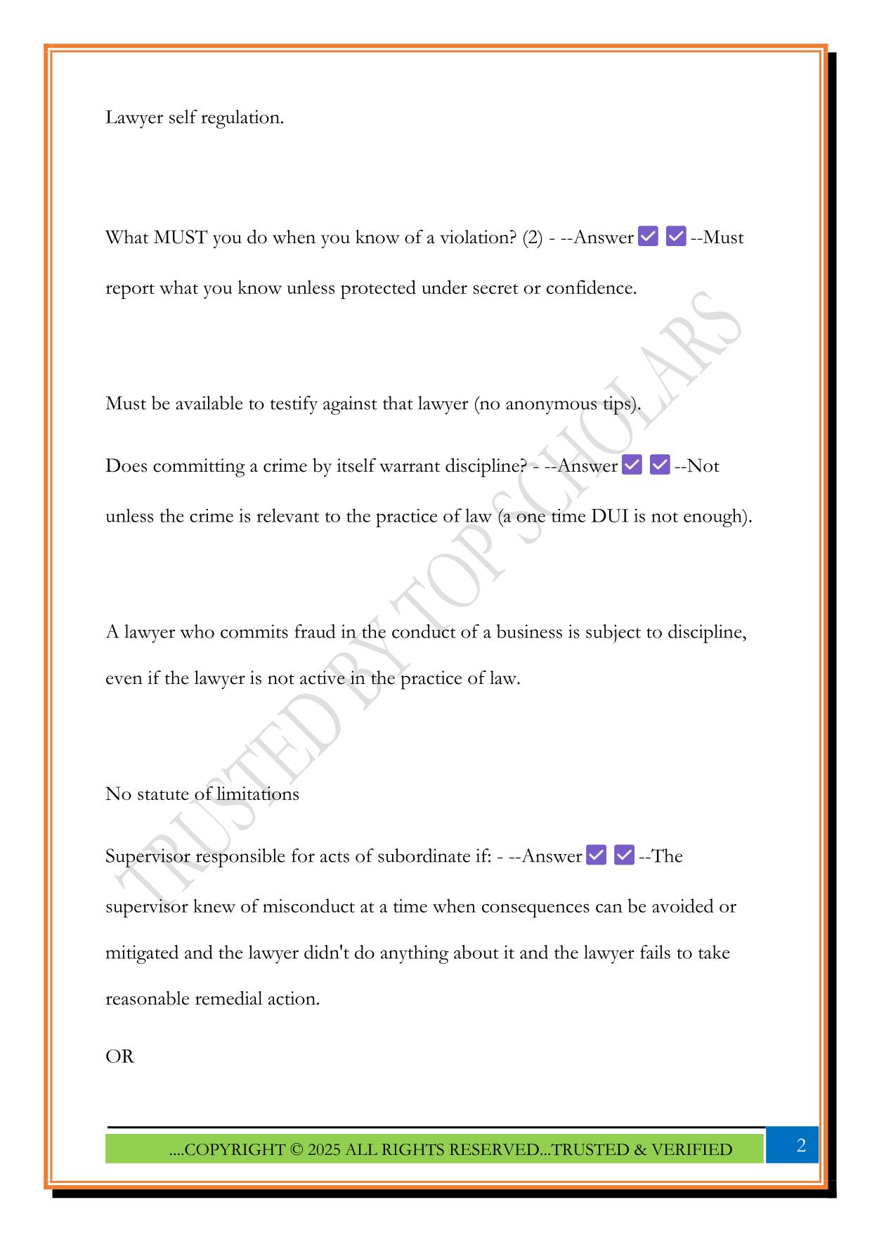 MPRE Exam 2025 Questions and Answers