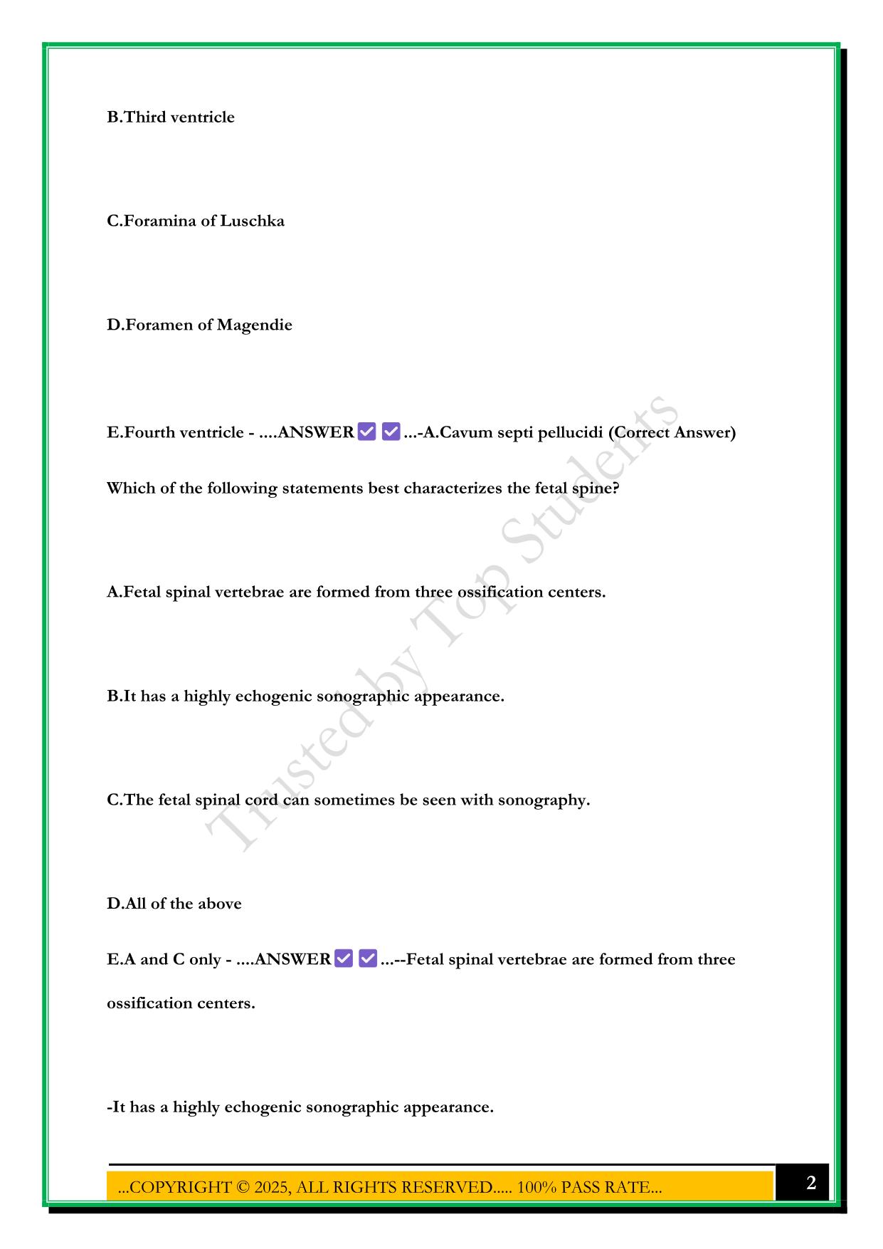 SECOND- & THIRD-TRIMESTER PREGNANCY: PART I. SONOSIM. MASTERY TEST. (20) 2025 QUESTIONS AND ANSWERS