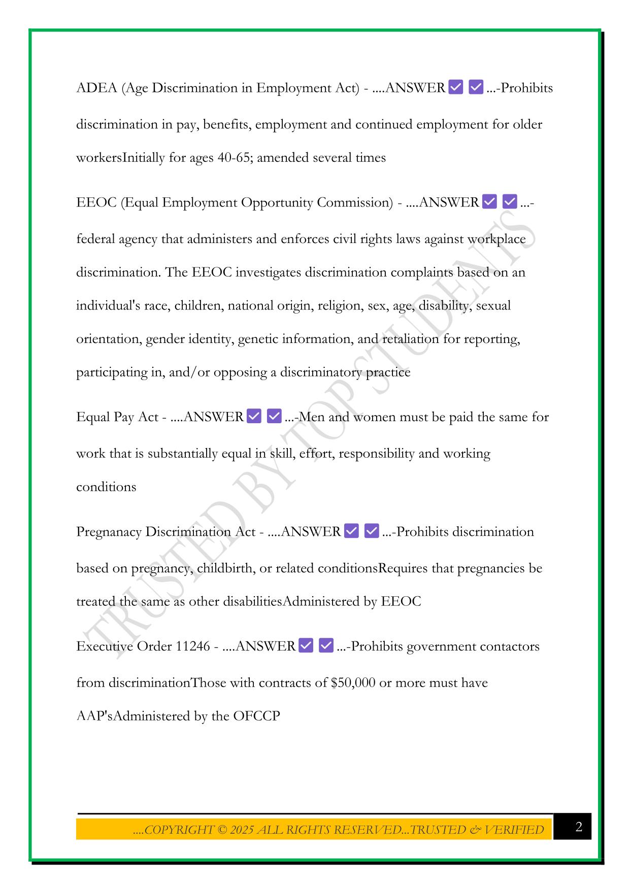 IUPUI HR EXAM 1 2025 QUESTIONS AND ANSWERS