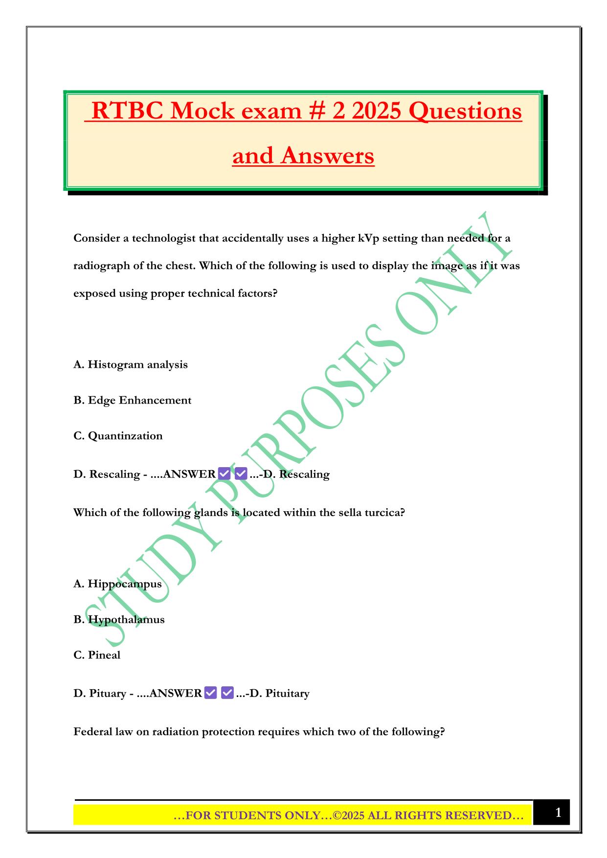 RTBC Mock exam # 2 2025 Questions and Answers