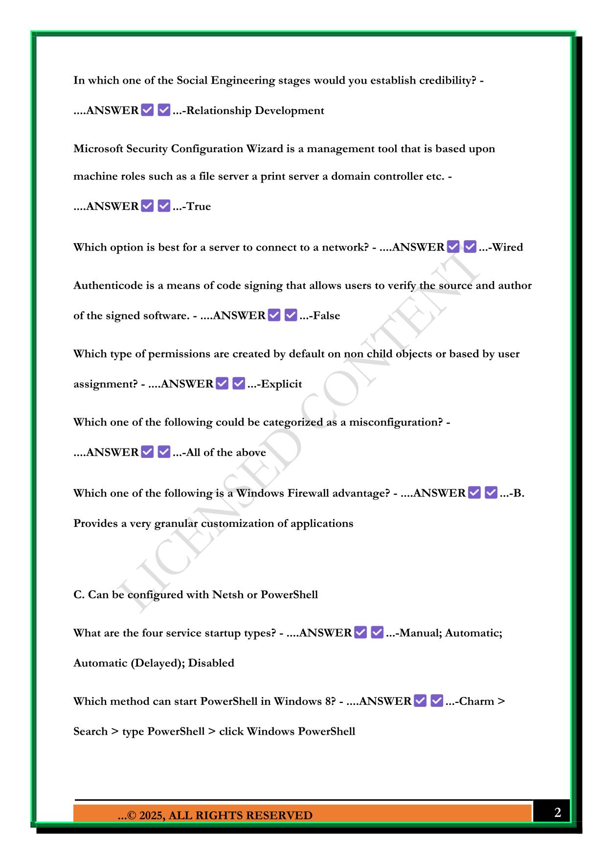 FEDVTE - WINDOWS OPERATING SYSTEM SECURITY EXAM 2025 QUESTIONS AND ANSWERS