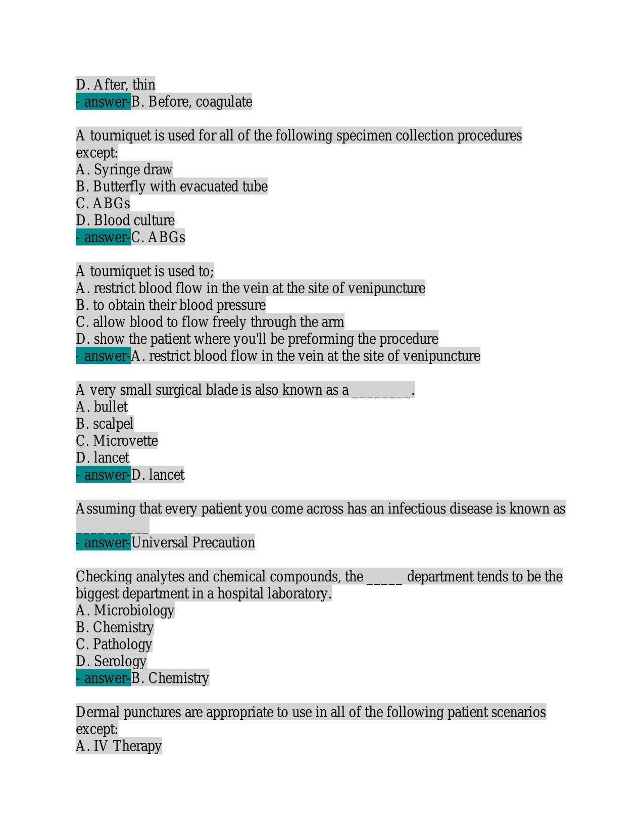 NPS PHLEBOTOMY ACTUAL EXAM BUNDLE 2025: 130 QUESTIONS AND 100% VERIFIED ANSWERS /GRADED A+ /GUARANTEED PASS!!