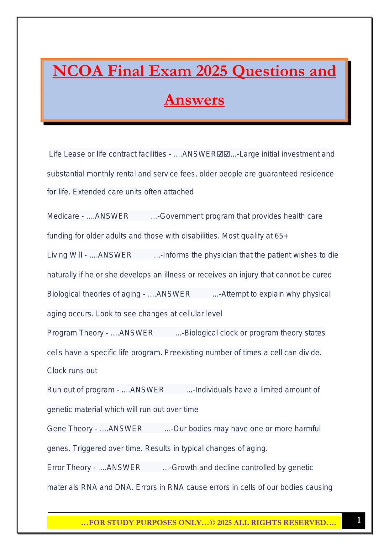 NCOA Bundled Exams 2025/2026 |Questions and Answers|100% Pass
