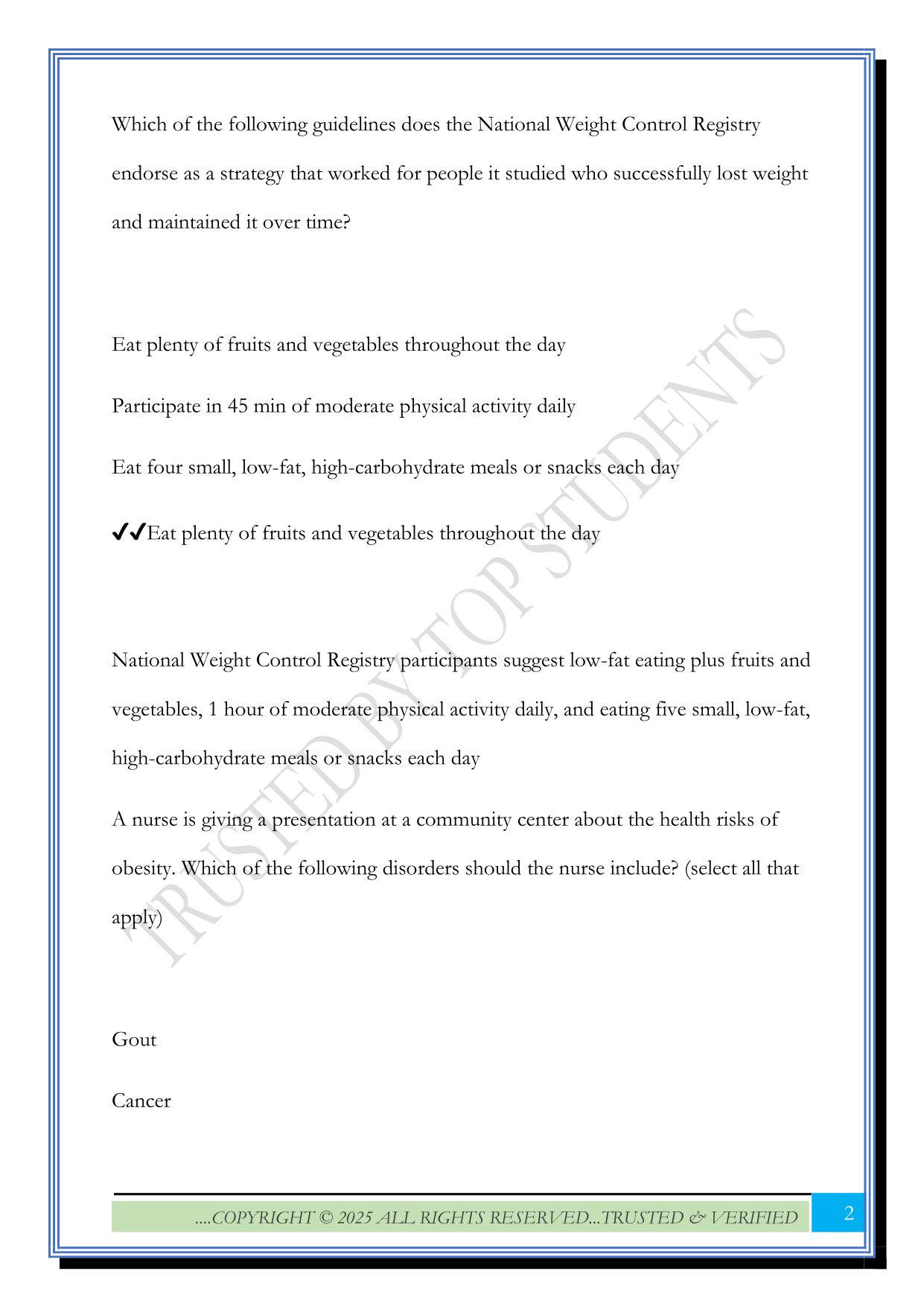 Nurse's Touch: Wellness and Self-Care Exam 2025 Questions and Answers
