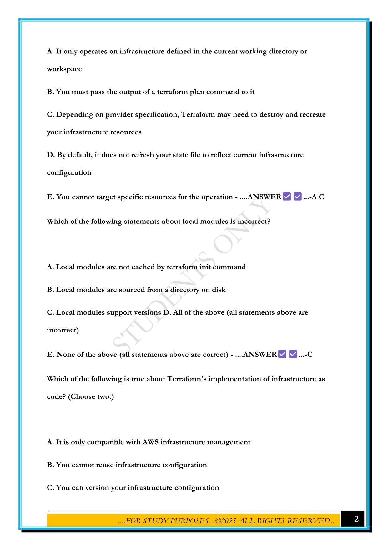 TERRAFORM ASSOCIATE EXAM 151-191 2025 QUESTIONS AND ANSWERS