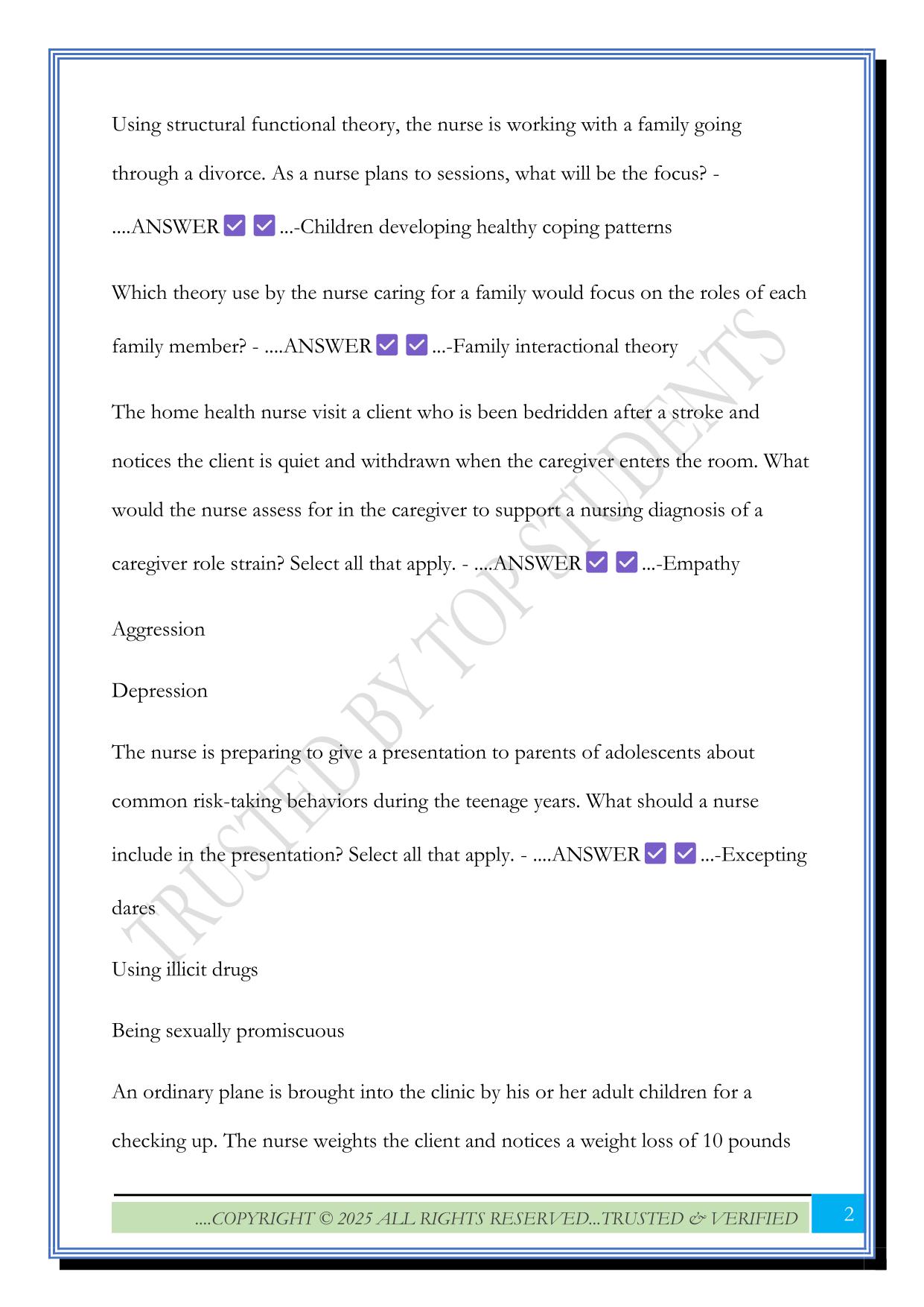 Family, Culture, and Spirituality Exam 2025 Questions and Answers