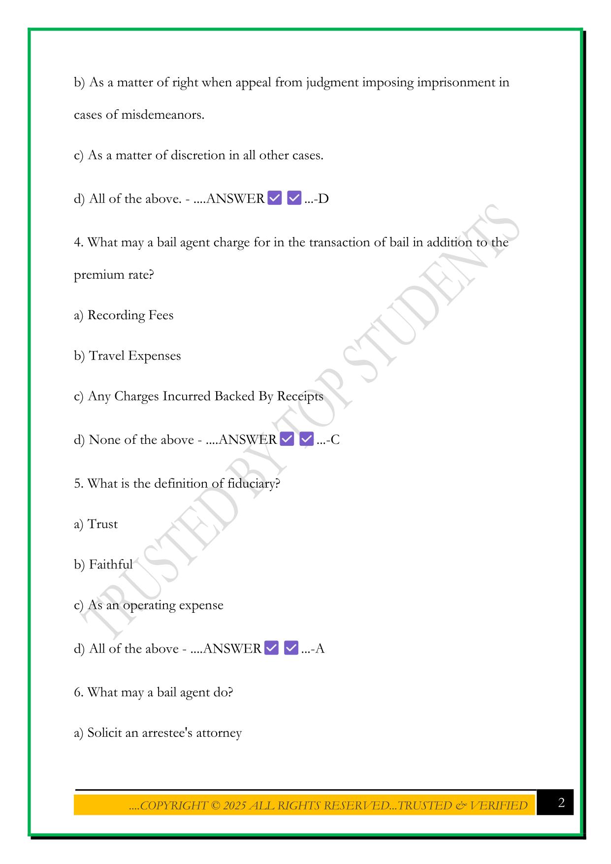 CA BAIL EXAM FLASH CARDS 2025 EXAM QUESTIONS AND ANSWERS