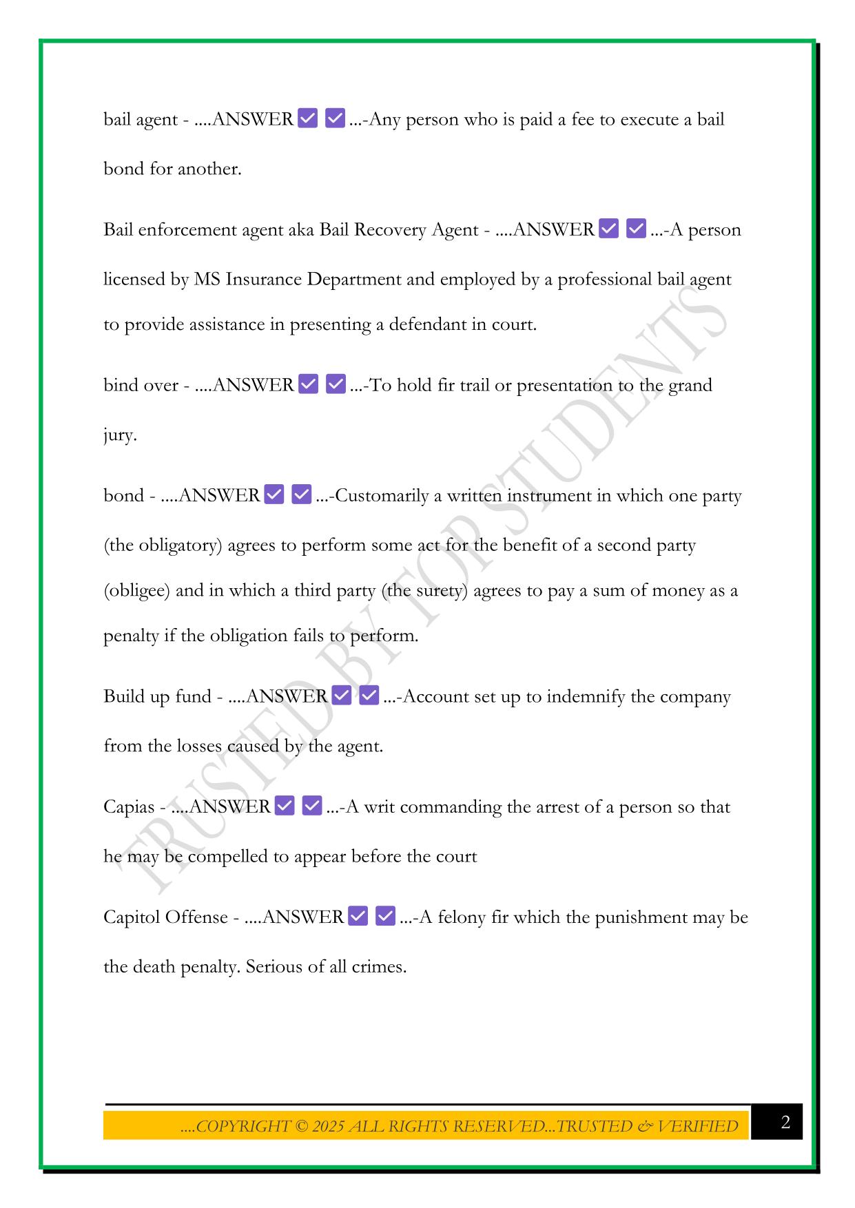 MS BAIL AGENT STUDY GUIDE 2025 QUESTIONS AND ANSWERS