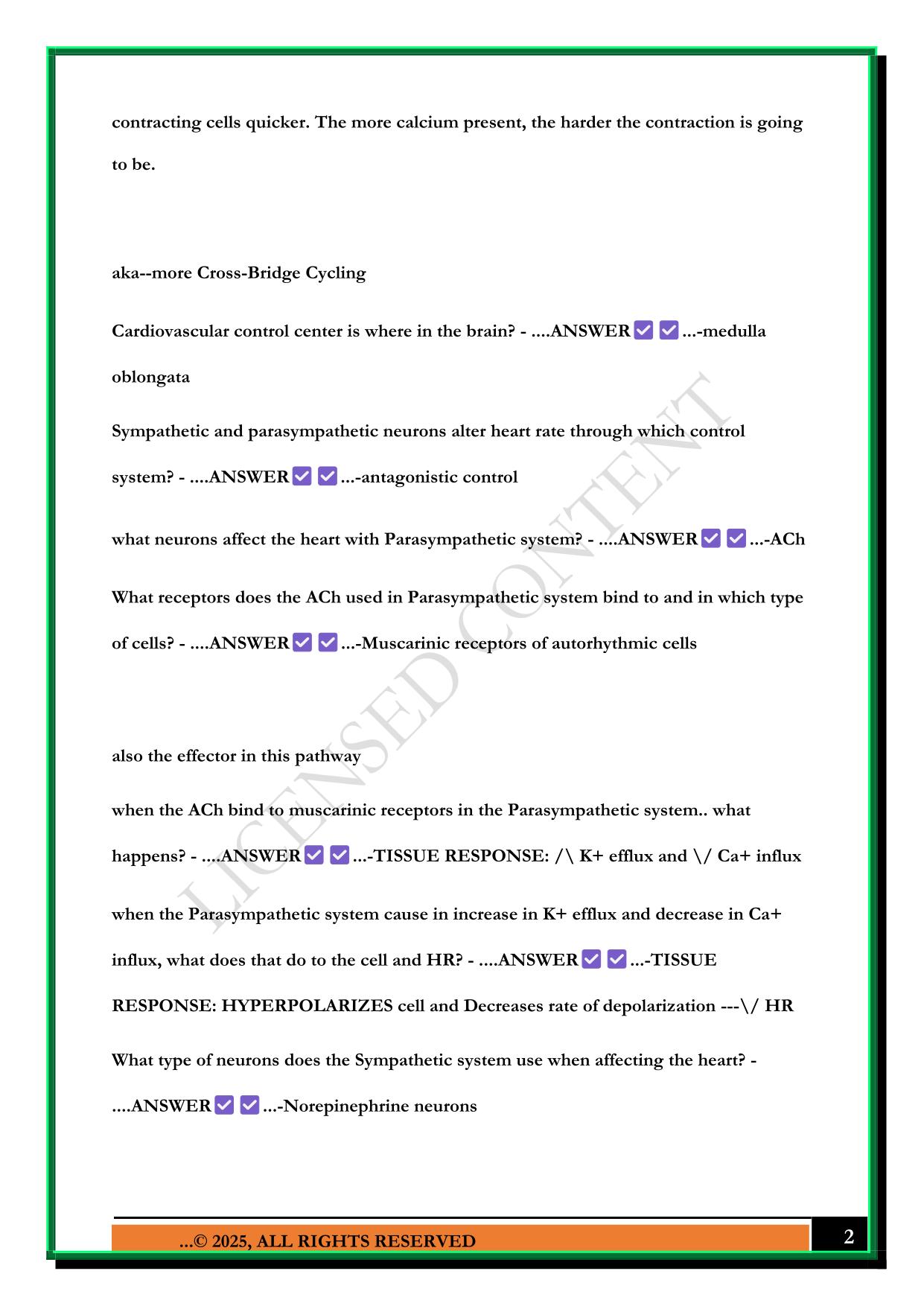 CH. 14 PHYSIOLOGY IUPUI DR. CLARK EXAM 3 2025 QUESTIONS AND ANSWERS