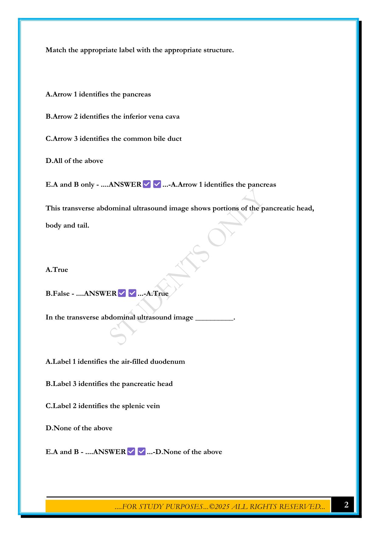 SONOSIM PANCREAS: ANATOMY AND PHYSIOLOGY MASTERY TEST 2025 QUESTIONS AND ANSWERS