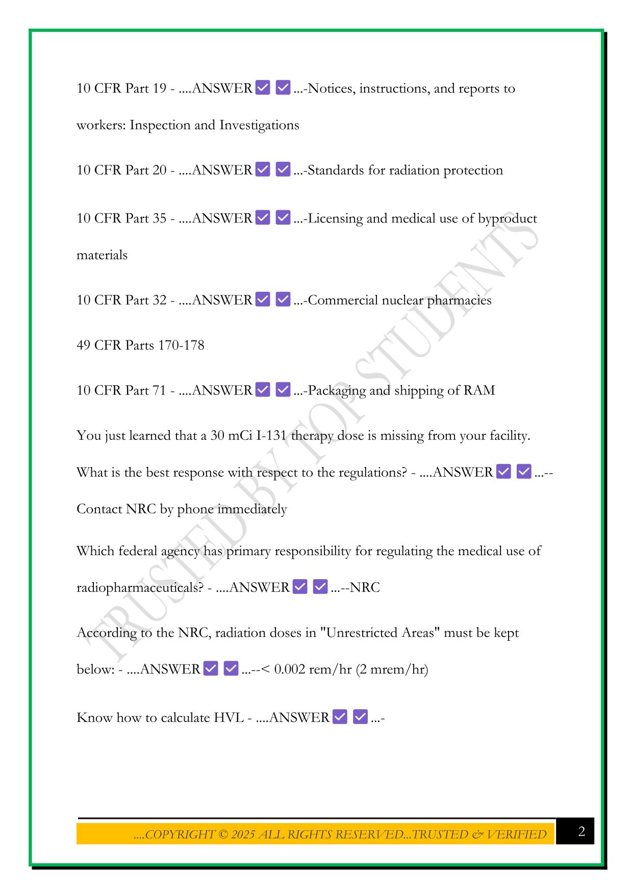 HEALTH PHYSICS ORAL EXAM 2025 QUESTIONS AND ANSWERS