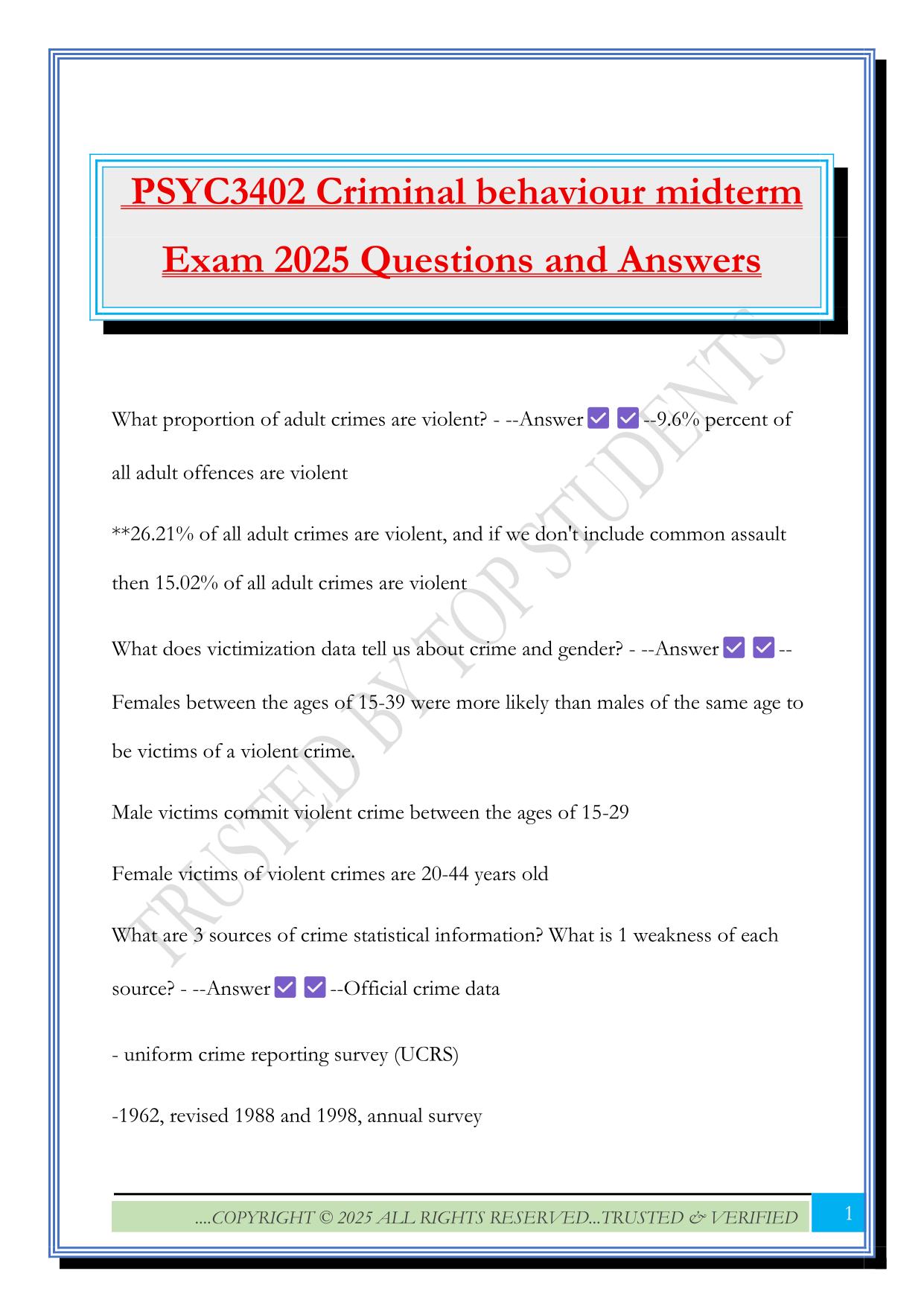 PSYC 3402 Fall 2025 Bundled Exams Questions and Answers |100% Pass Verified and Updated
