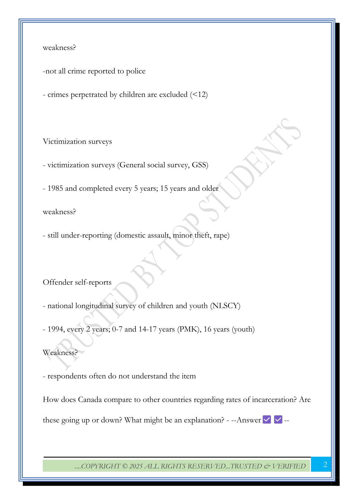 PSYC3402 Criminal behaviour midterm Exam 2025 Questions and Answers