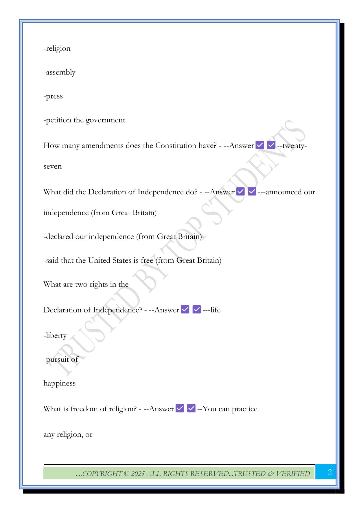 Florida Civics Literacy Exam 2025 Questions and Answers