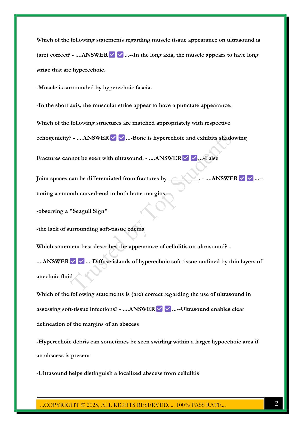 SOFT TISSUE SONOSIM EXAM 2025 QUESTIONS AND ANSWERS