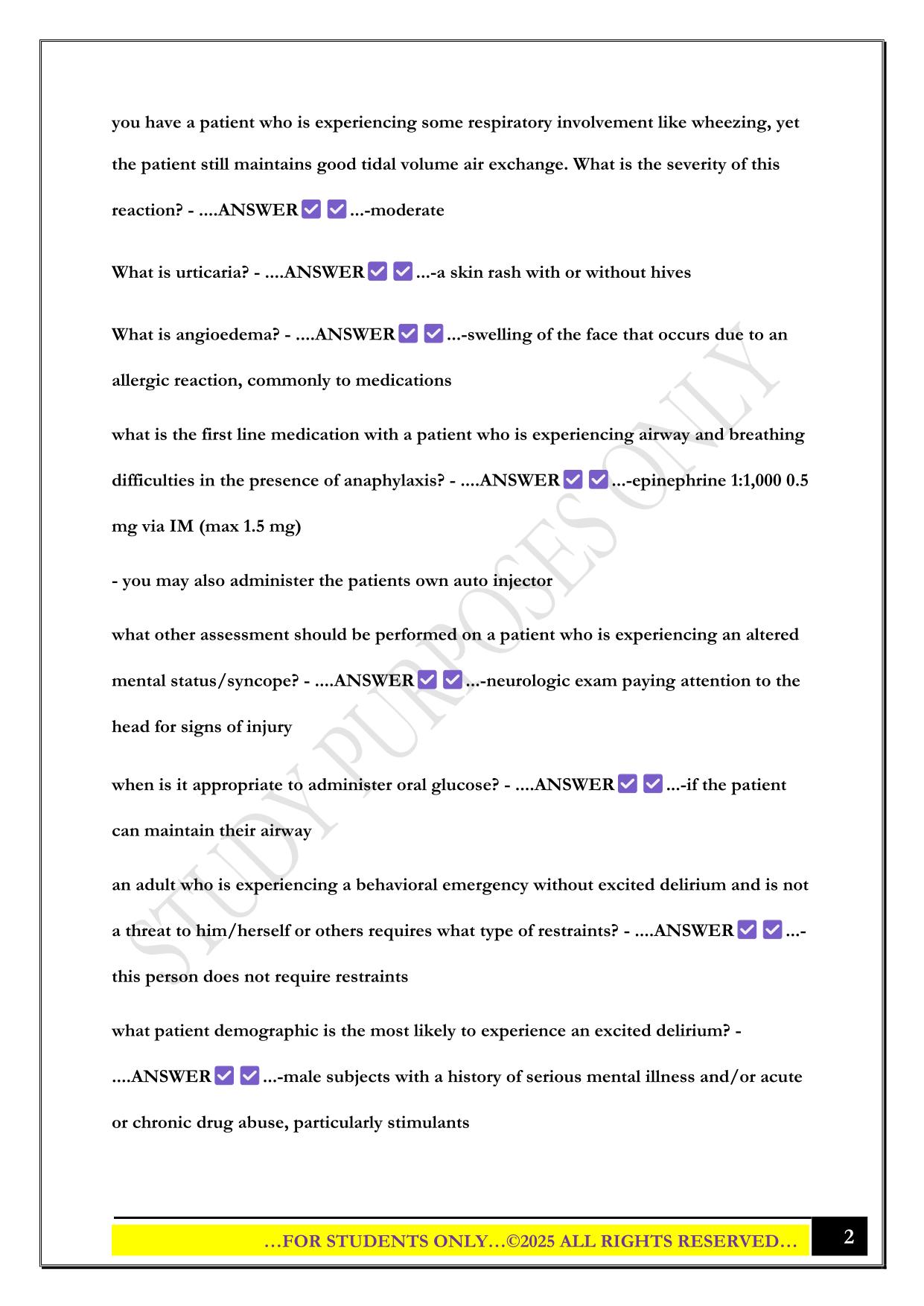 SNHD Protocol Exam 2025 Questions and Answers