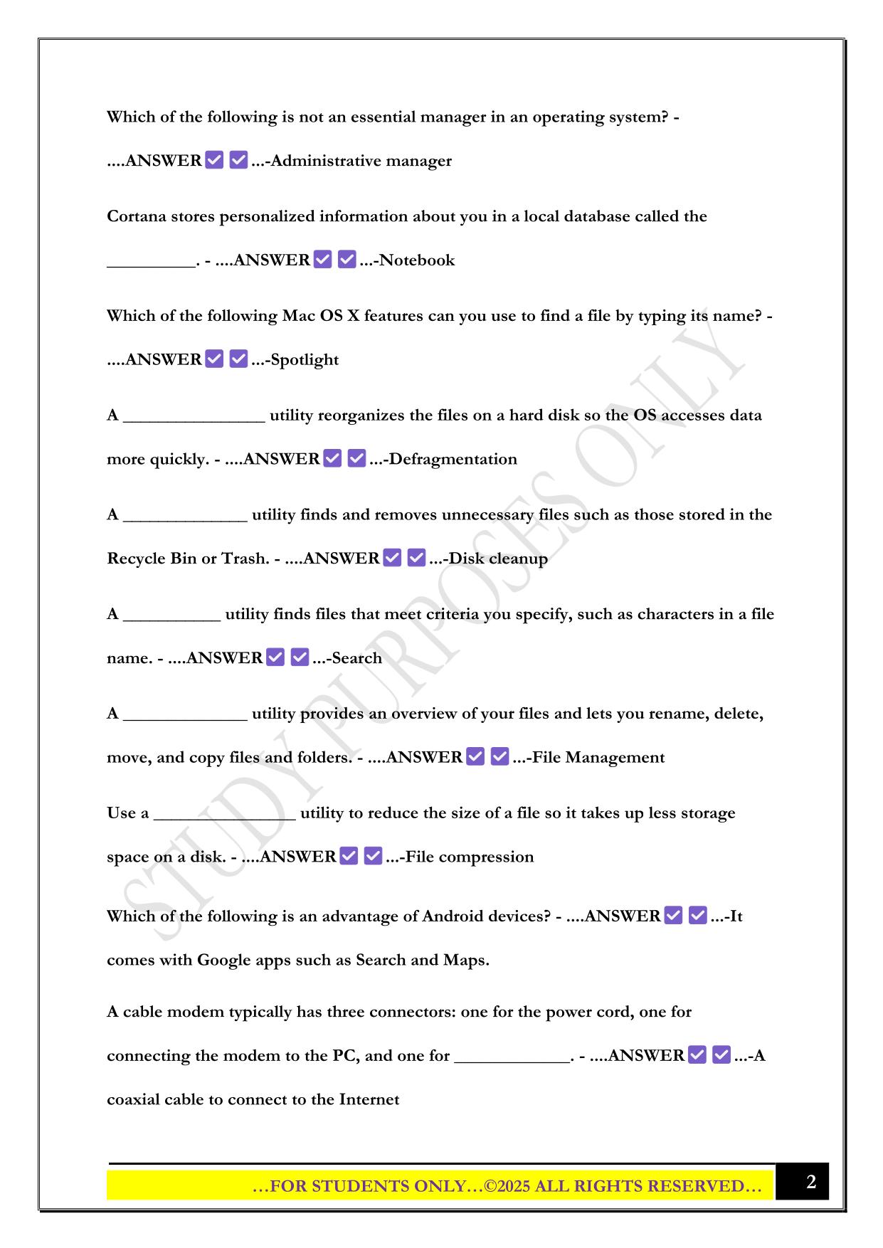 CIST 1001 SAM EXAM 5 2025 QUESTIONS AND ANSWERS
