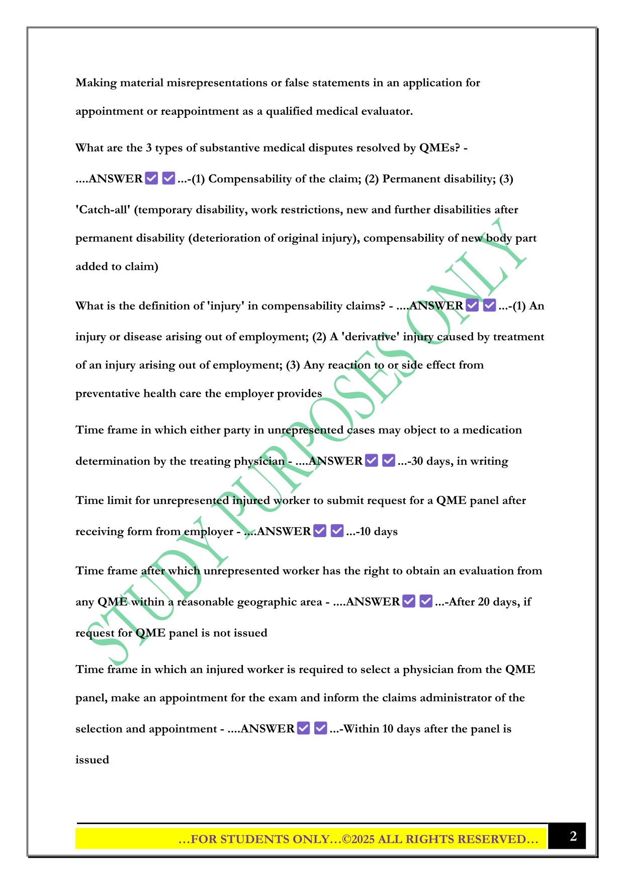 QME Competency Exam Prep Guide 2025 Questions and Answers