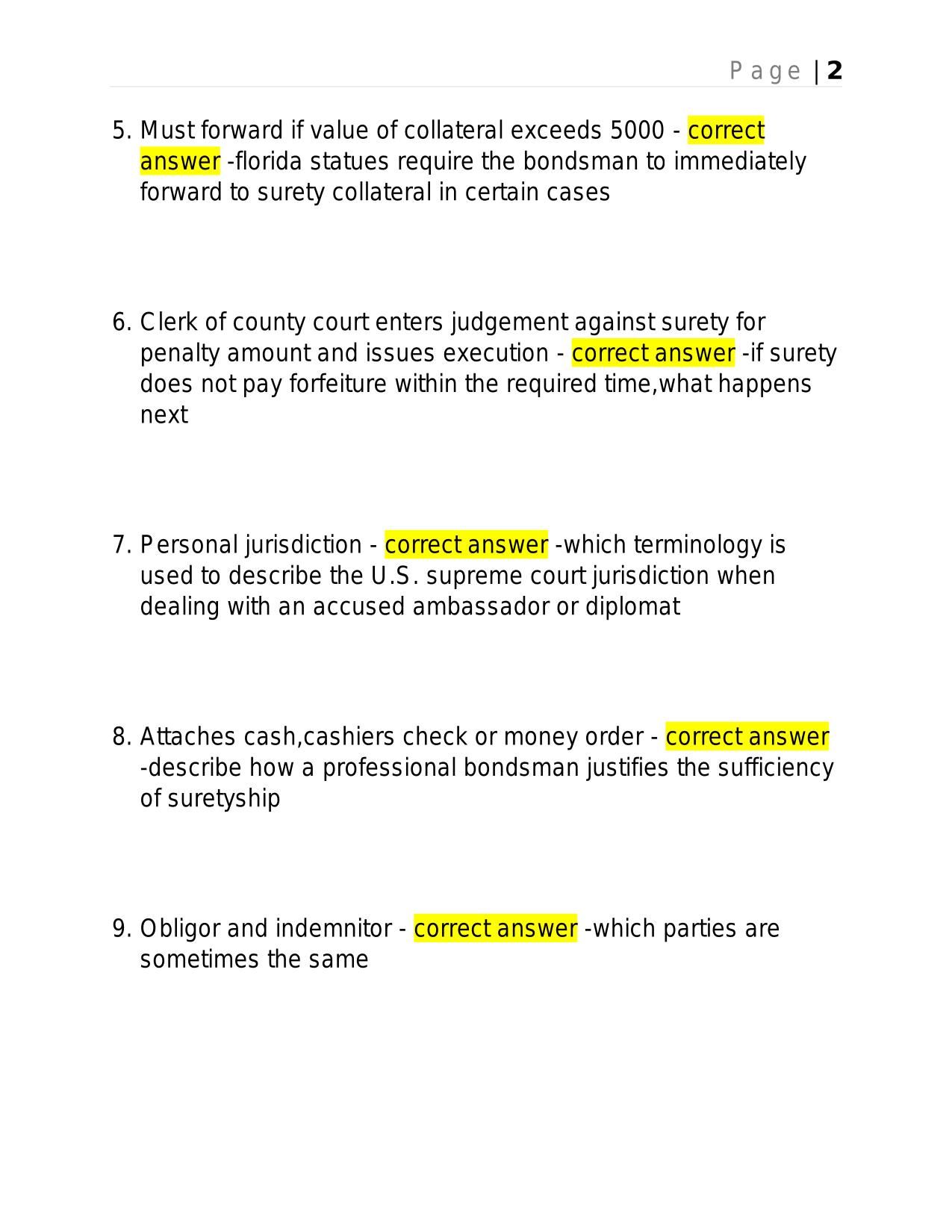 BAIL BOND TEST 1 2025 BRAND NEW ACTUAL EXAM WITH ANSWERS.