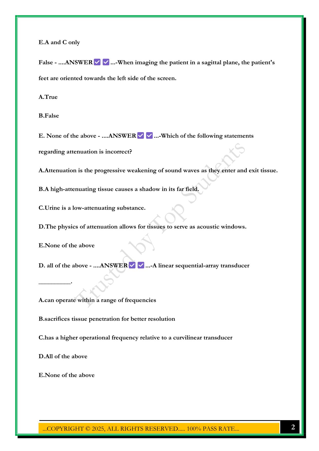 SONOSIM FUNDAMENTALS OF ULTRASOUND (PHYSICS) EXAM 2025 QUESTIONS AND ANSWERS