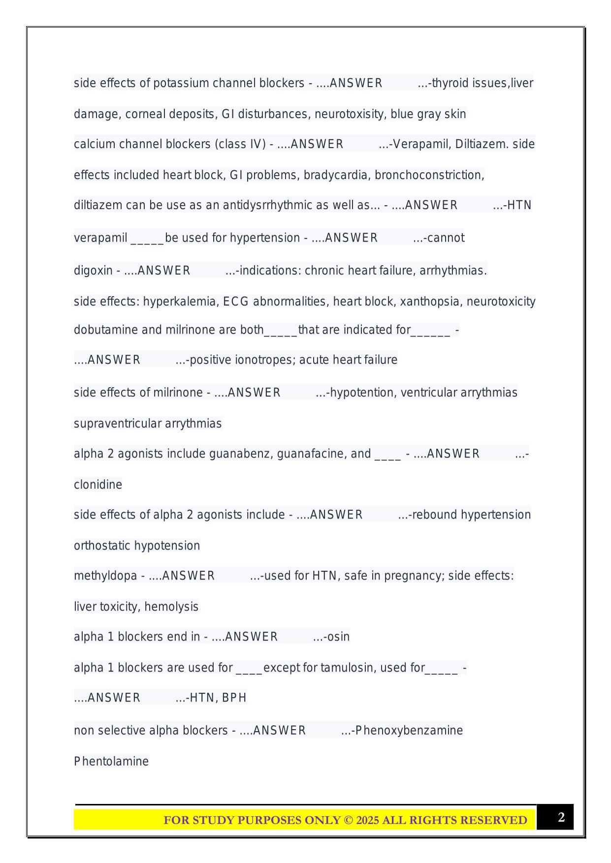 AGCNS pharm review 2025 Questions and Answers