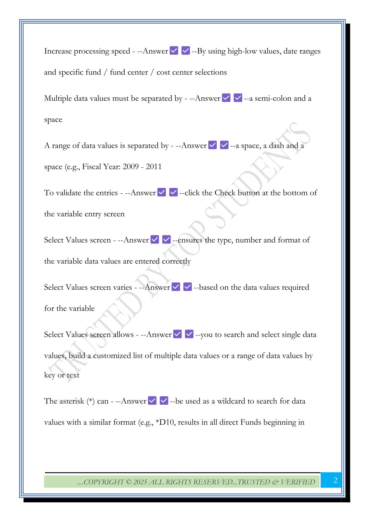 GFEBS BI Exam 2025 Questions and Answers
