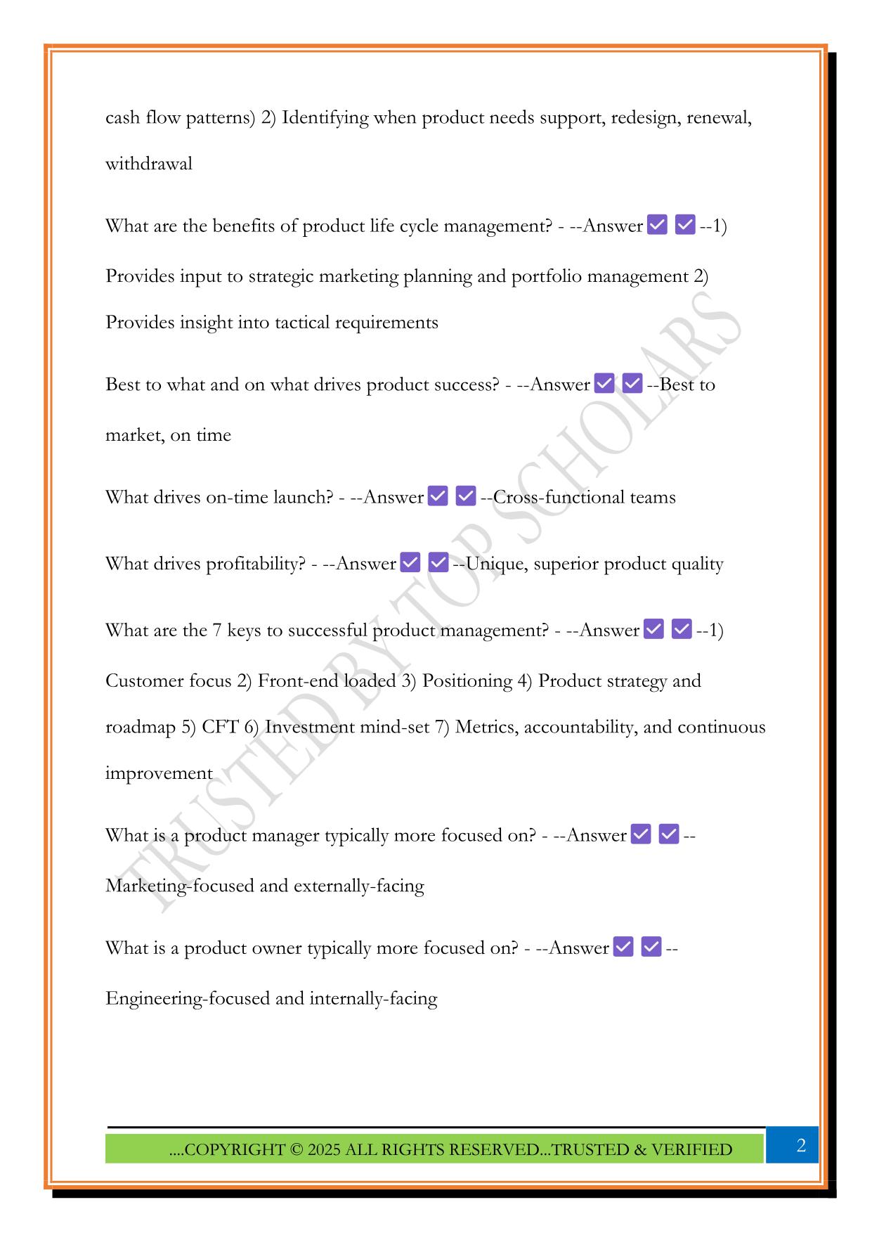 Product Mgmt Certification (AIPMM) Exam 2025 Questions and Answers