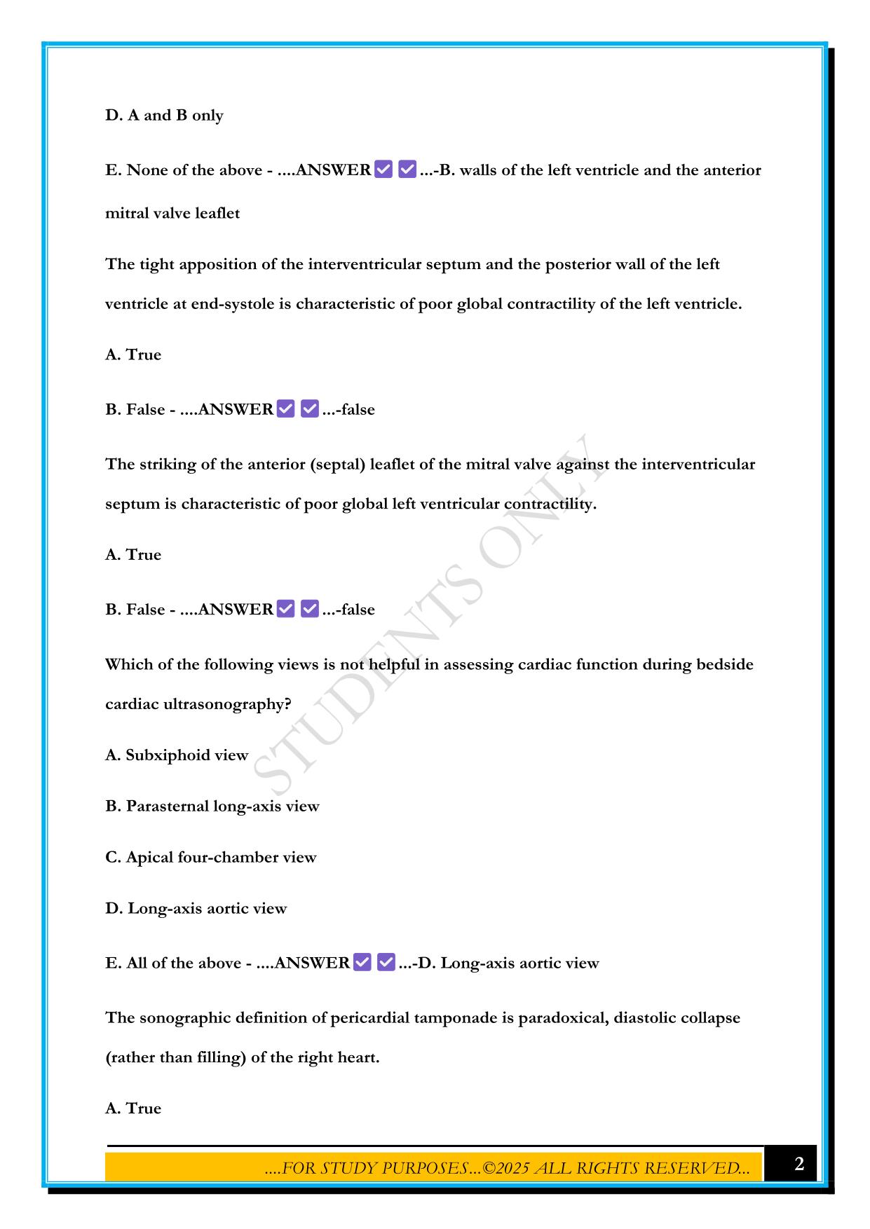 RUSH SONOSIM EXAM 2025 QUESTIONS AND ANSWERS