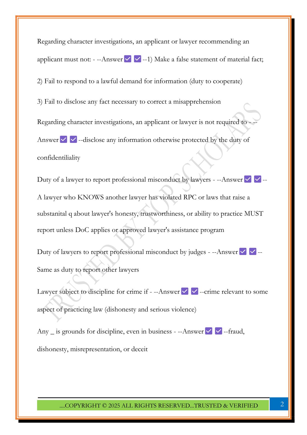 Barbri MPRE Exam 2025 Questions and Answers