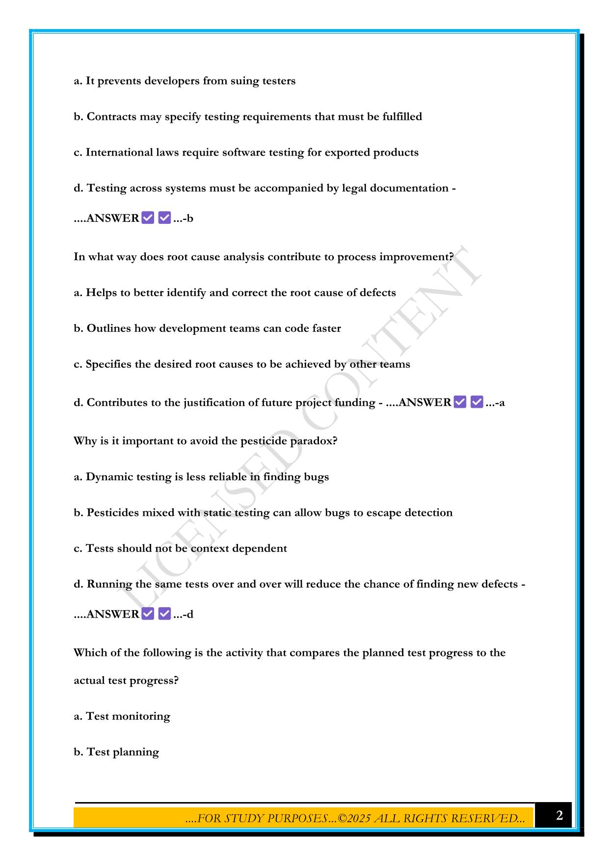 ASTQB/ISTQB - FOUNDATION LEVEL TESTER - DE 5 EXAM 2025 QUESTIONS AND ANSWERS