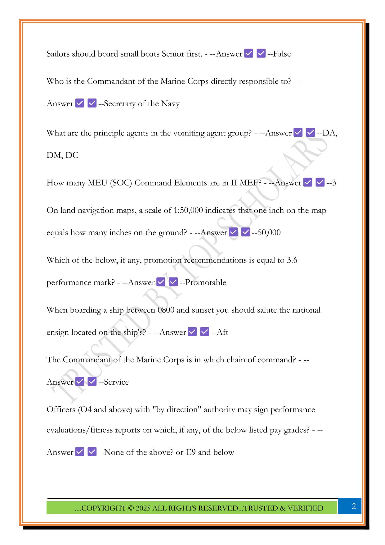 FMF Core Test D 2025 Questions and Answers