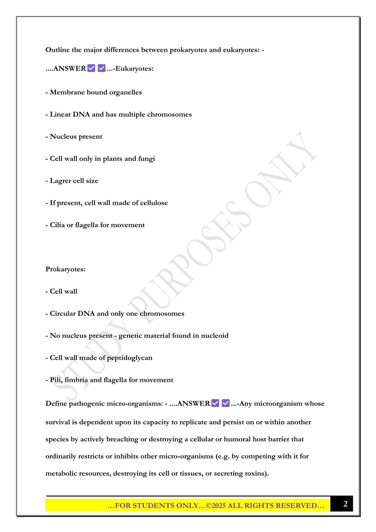 VIID III Microbiology Mid-Semester Exam 2025 Questions and Answers