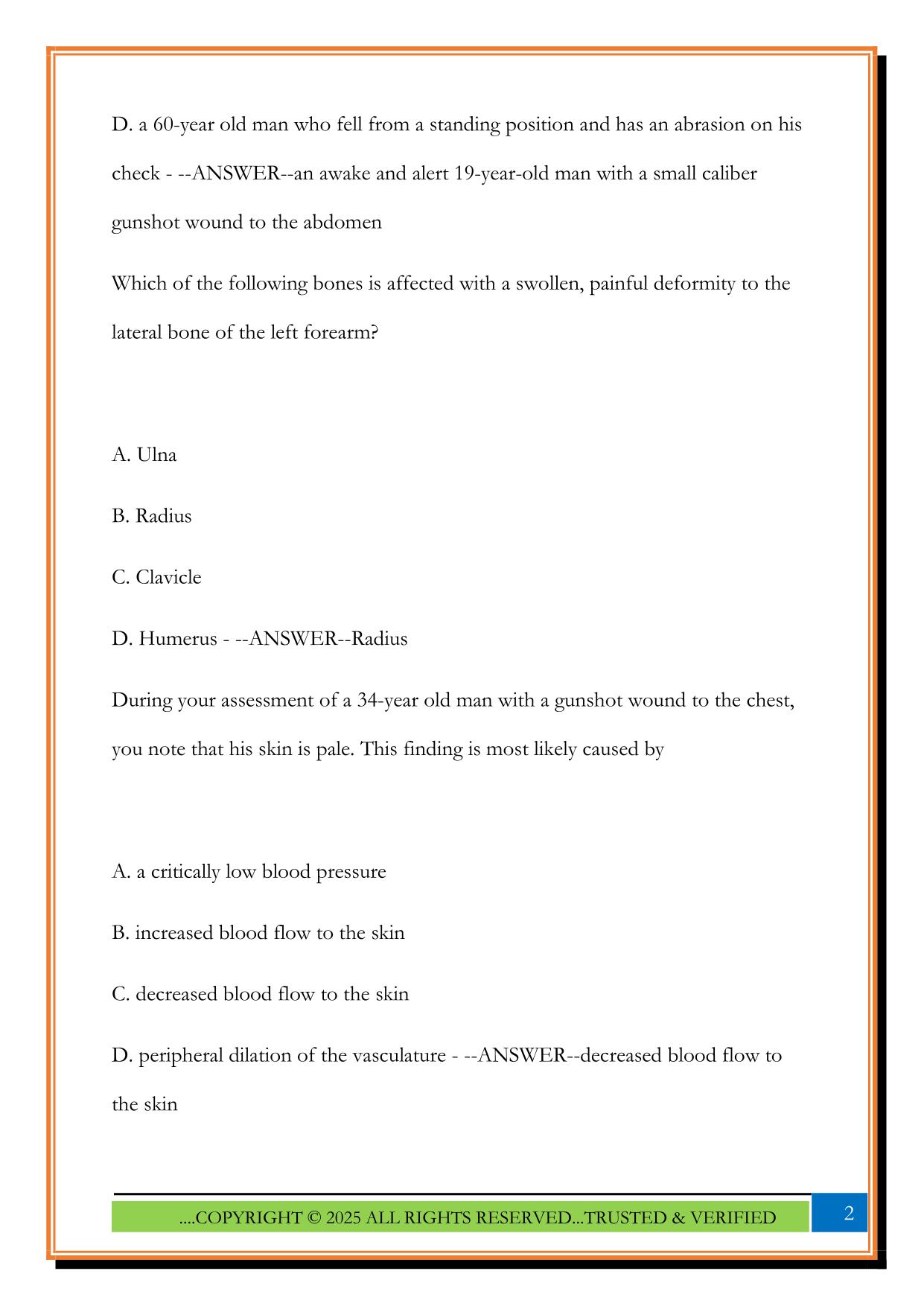 EMT Practice Final Examination 2025 Questions and Answers