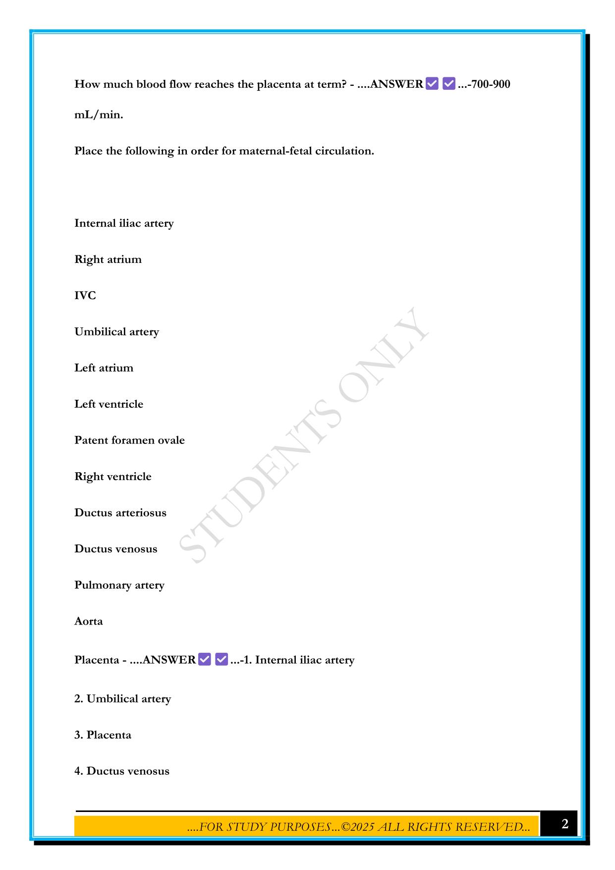 OB ANESTHESIA PRACTICE QUESTIONS WITH CORRECT ANSWERS