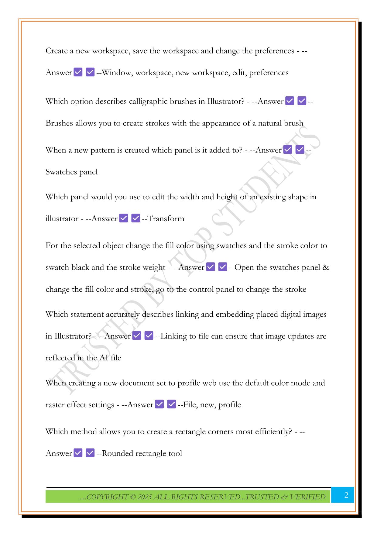 Adobe Illustrator Exam 2025 Questions and Answers