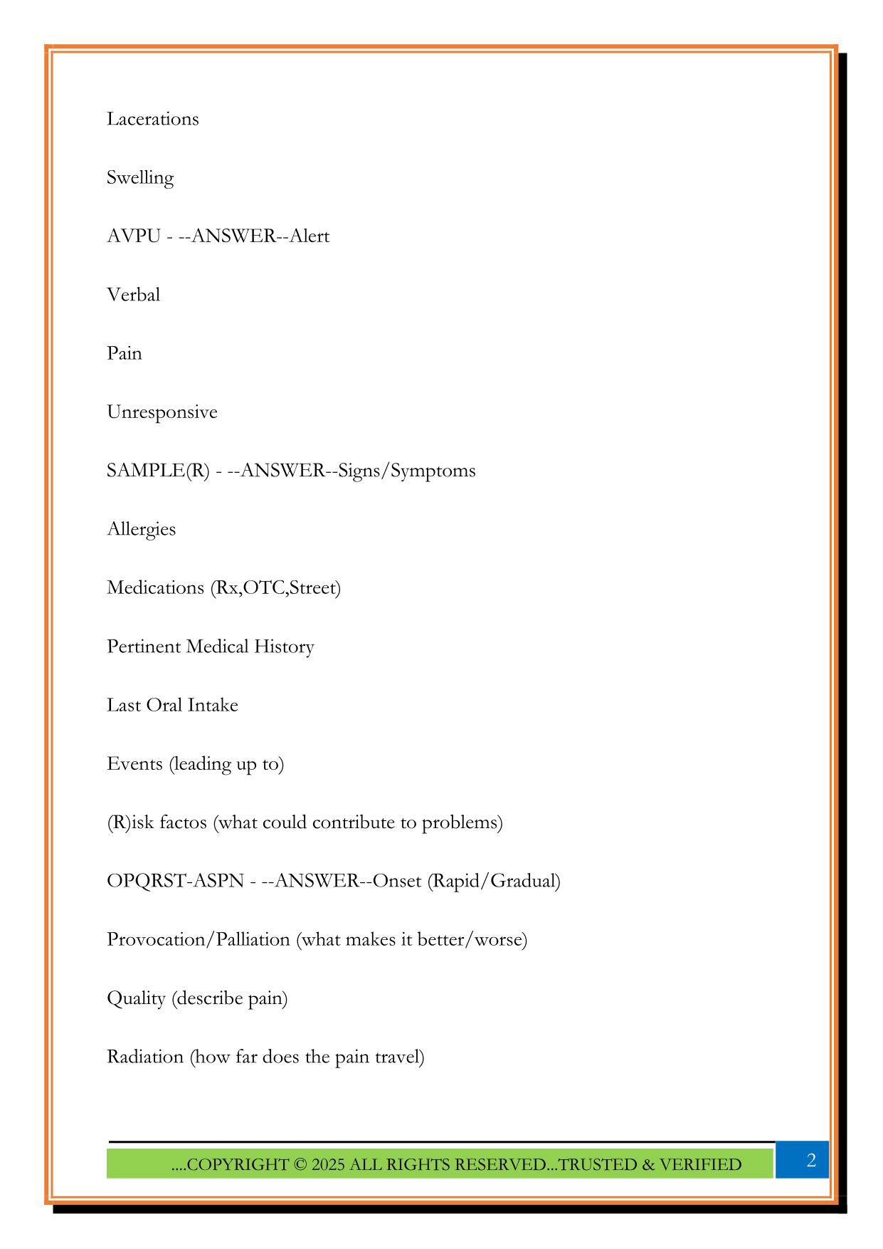 EMT Exam 1 Study Guide 2025 Questions and Answers