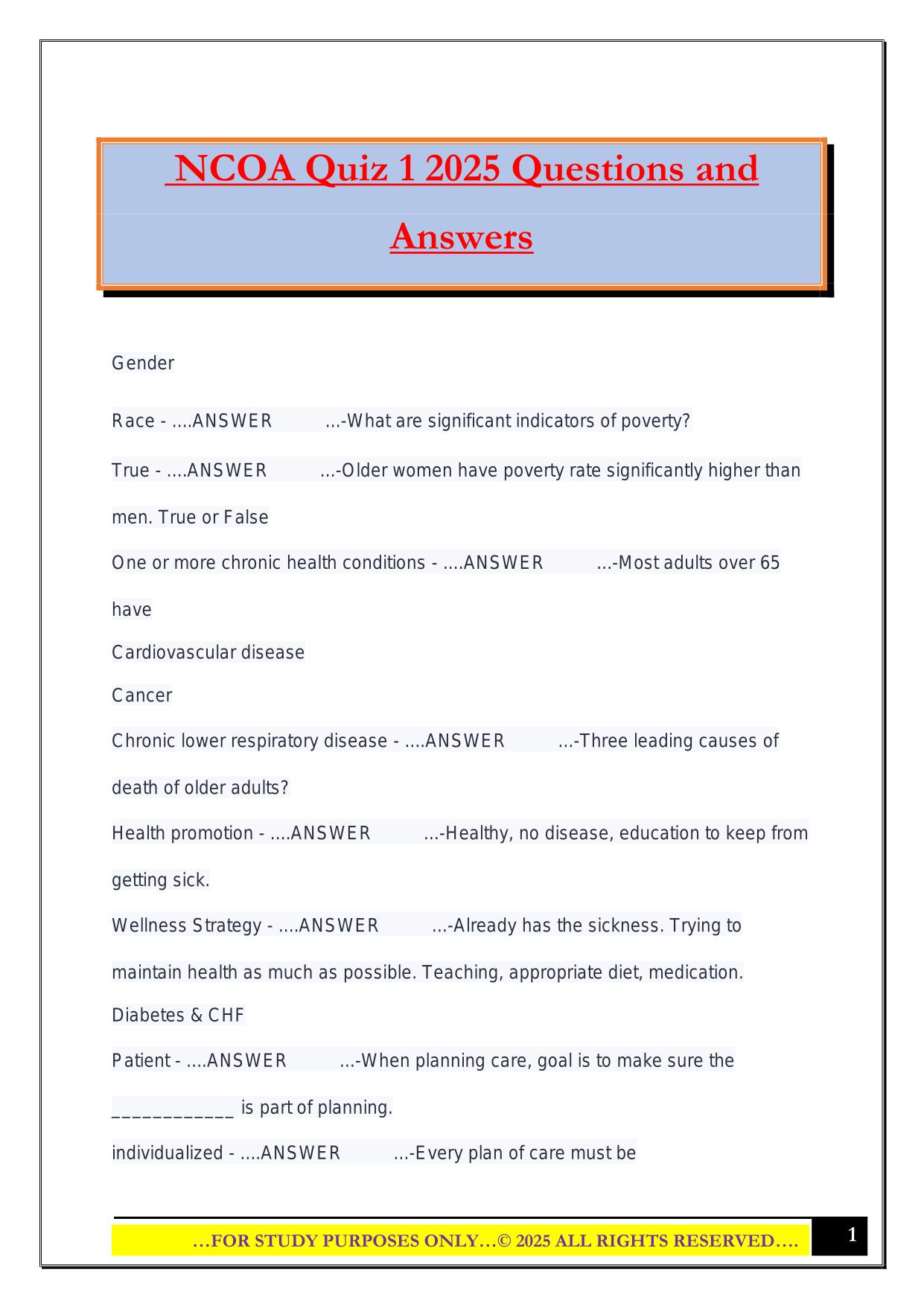 NCOA Bundled Exams 2025/2026 |Questions and Answers|100% Pass