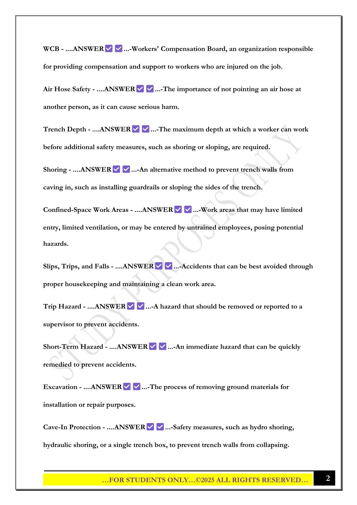 Workplace Safety and WHMIS Exam 2025 Questions and Answers