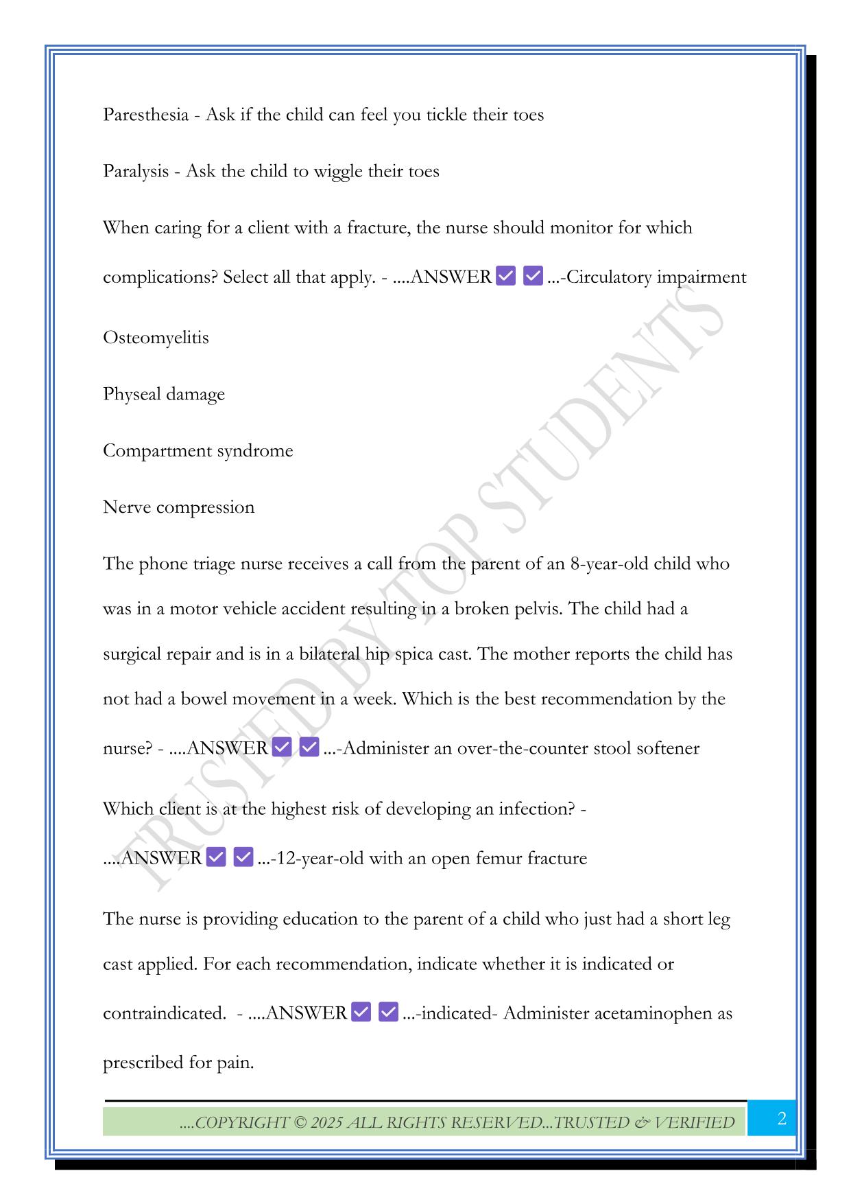 Edapt: Nursing Care: Alterations in Mobility Exam 2025 Questions and Answers
