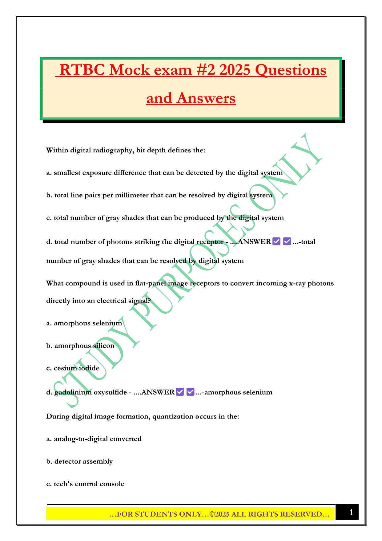 RTBC Mock exam #2 2025 Questions and Answers