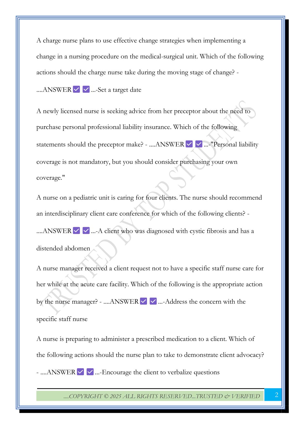 Leadership - Pre-Assessment Quiz 2025 Questions and Answers