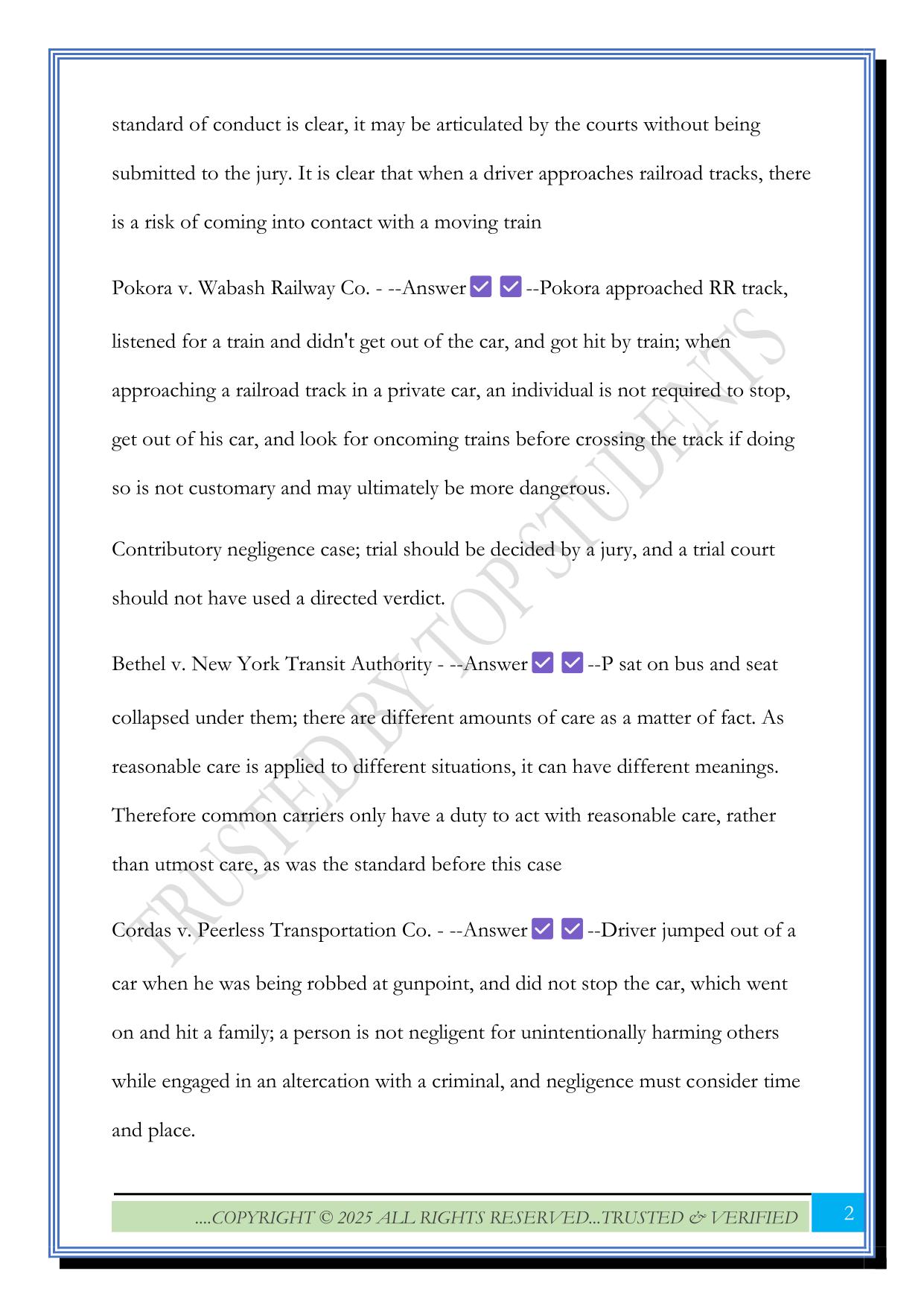 Torts Final Fall 2025 Exam Questions and Answers