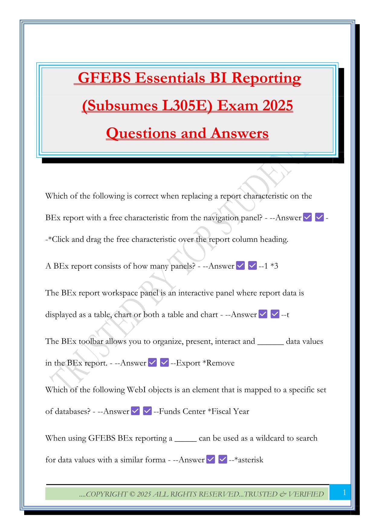 GFEBS Fall 2025 Bundled Exams Questions and Answers |100% Pass Verified and Updated