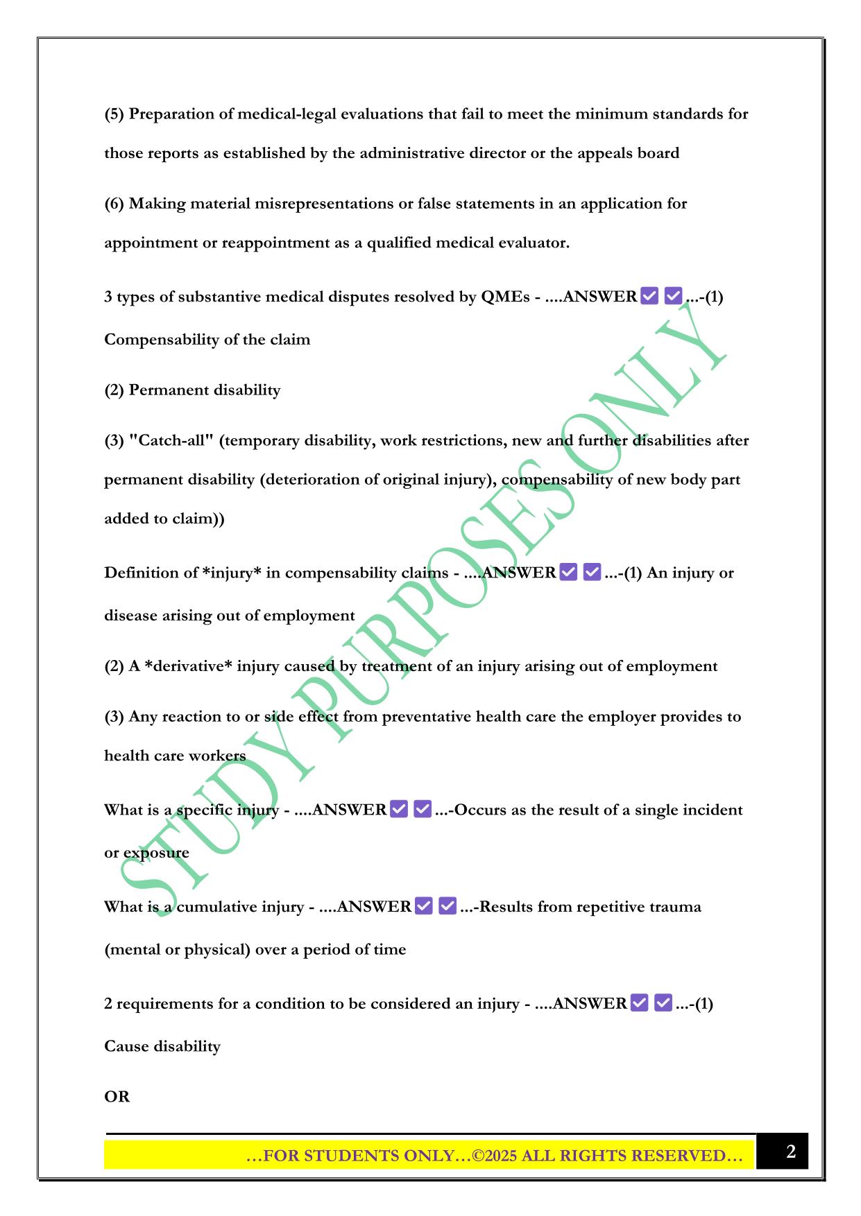 QME Exam Prep 2025 Questions and Answers