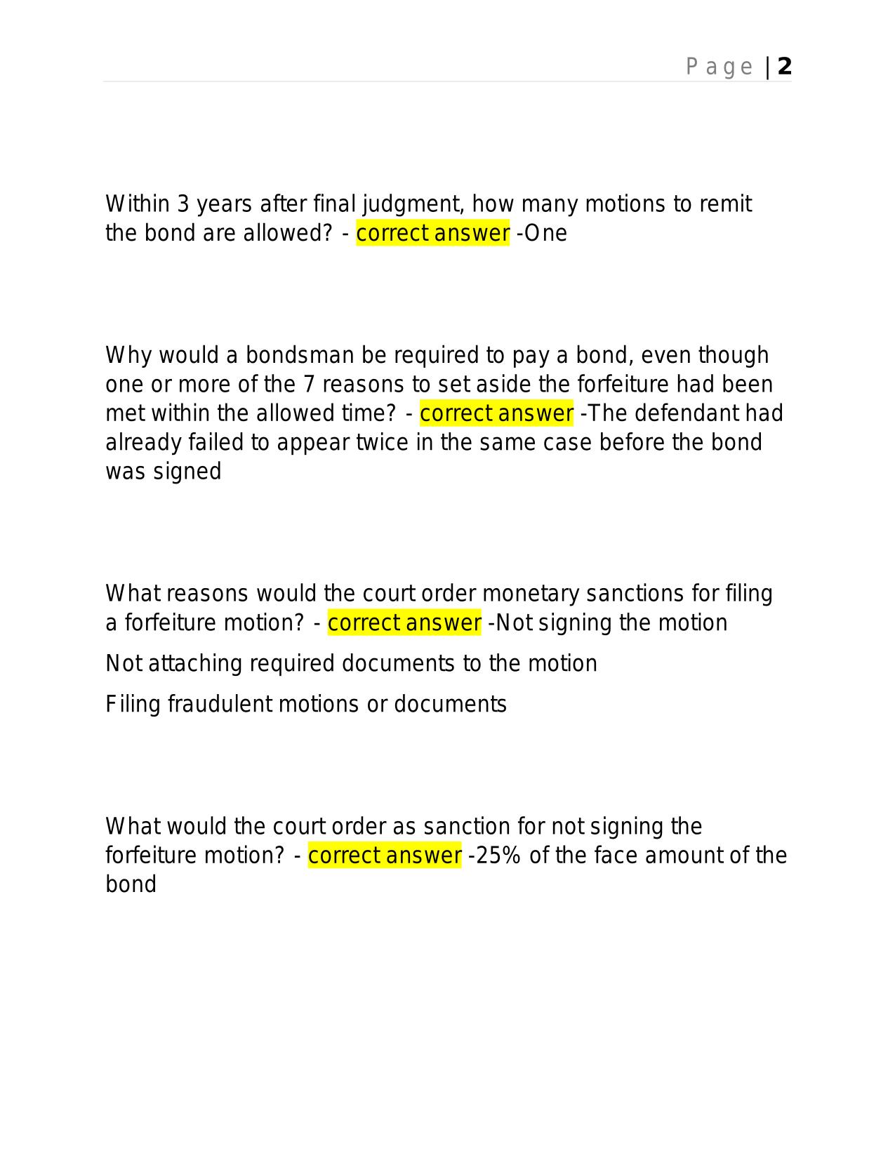 BAIL BONDS PRE-LICENSING EXAM 2025 BRAND NEW ACTUAL EXAM WITH ANSWERS.