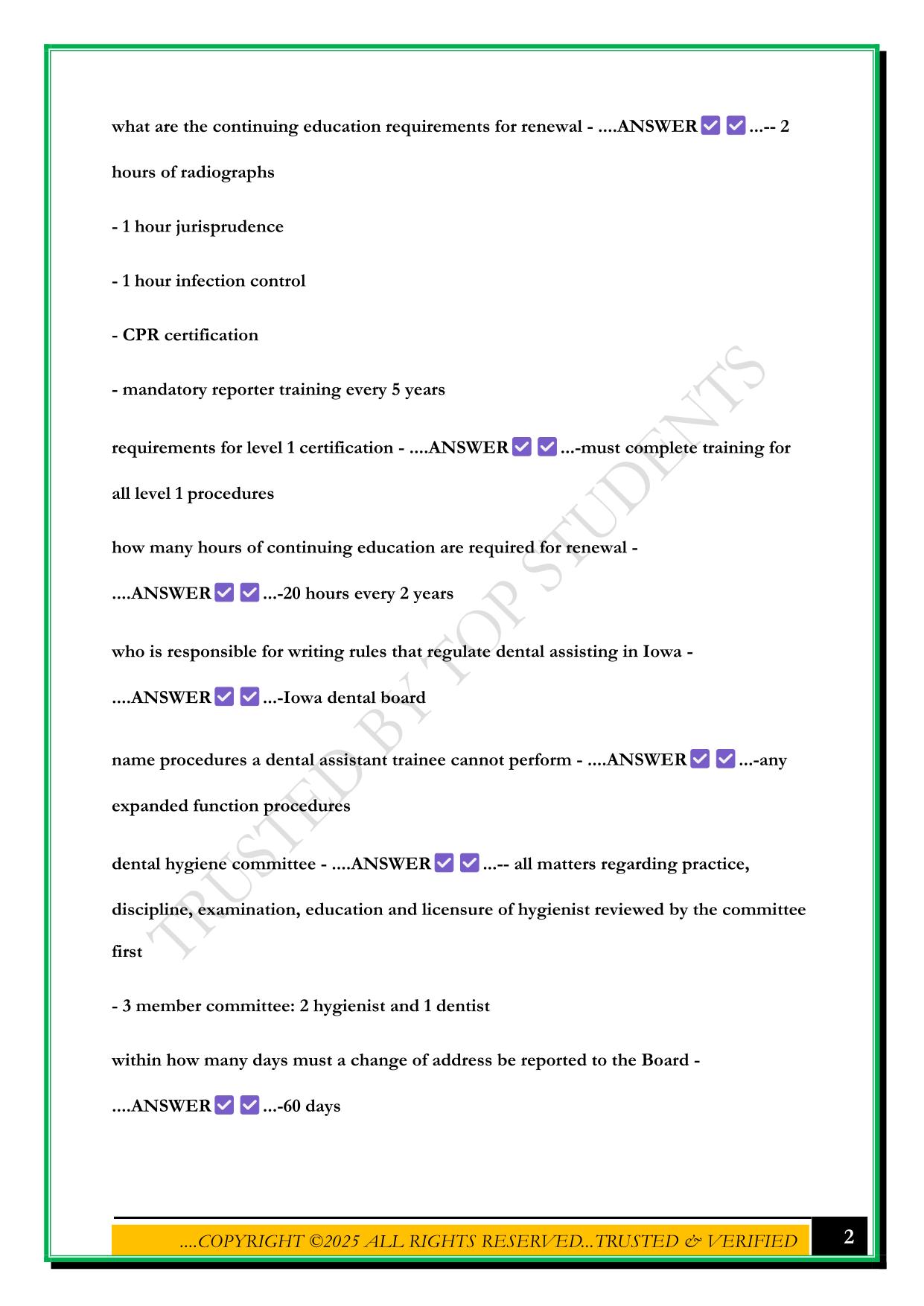 JURISPRUDENCE DENTAL EXAM 2025 QUESTIONS AND ANSWERS