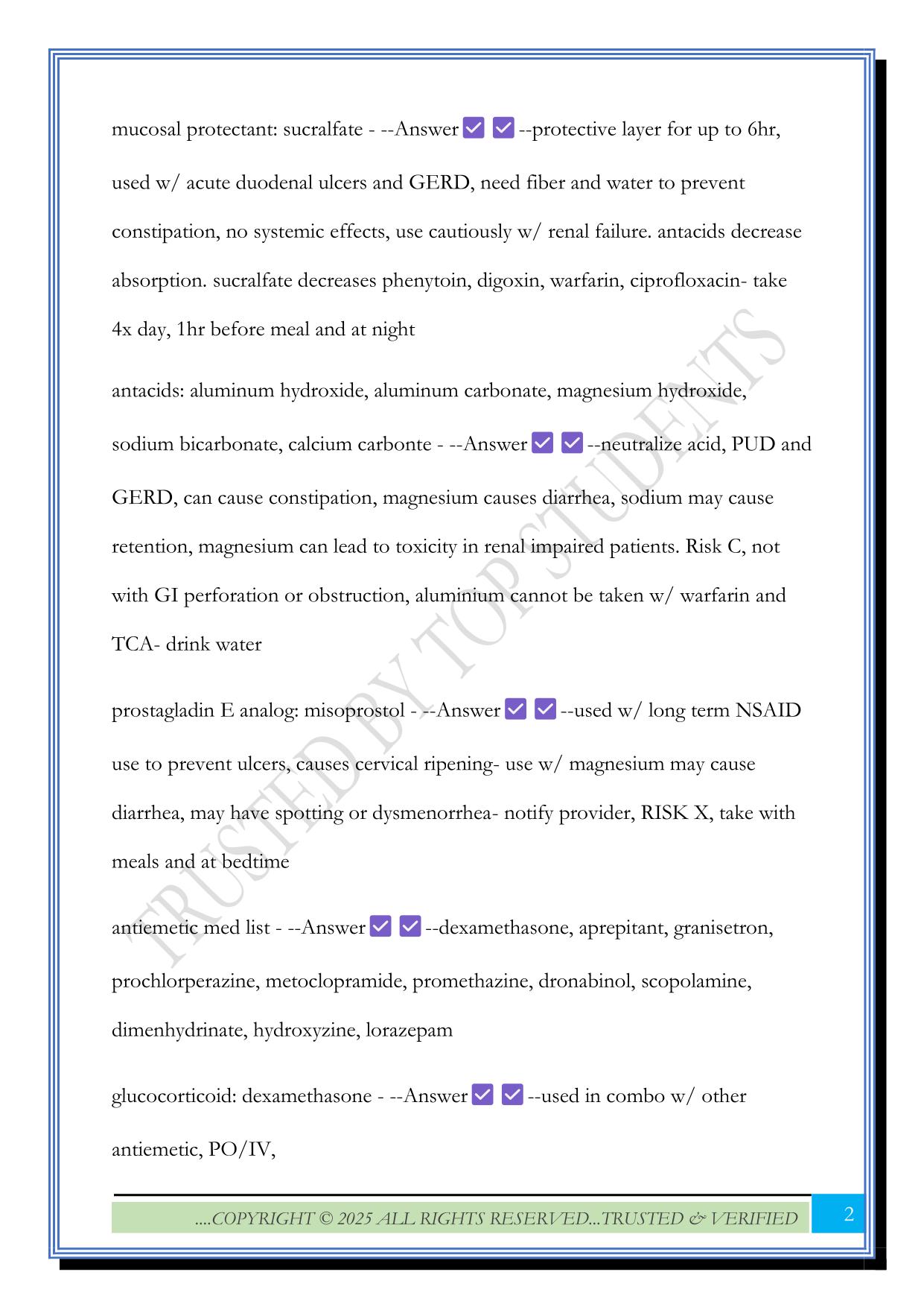 ATI GI medications Exam 2025 Questions and Answers