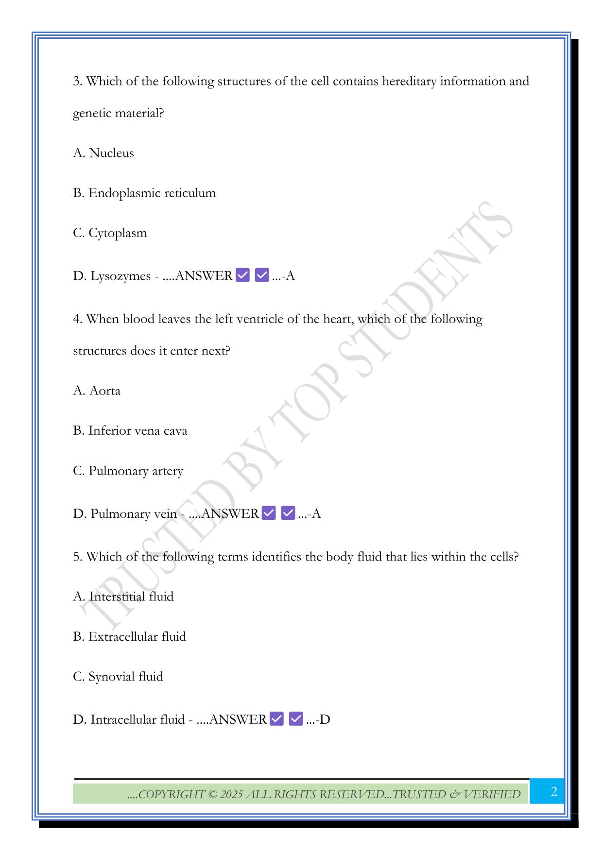 Anatomy and Physiology Online Practice B Exam 2025 Questions and Answers