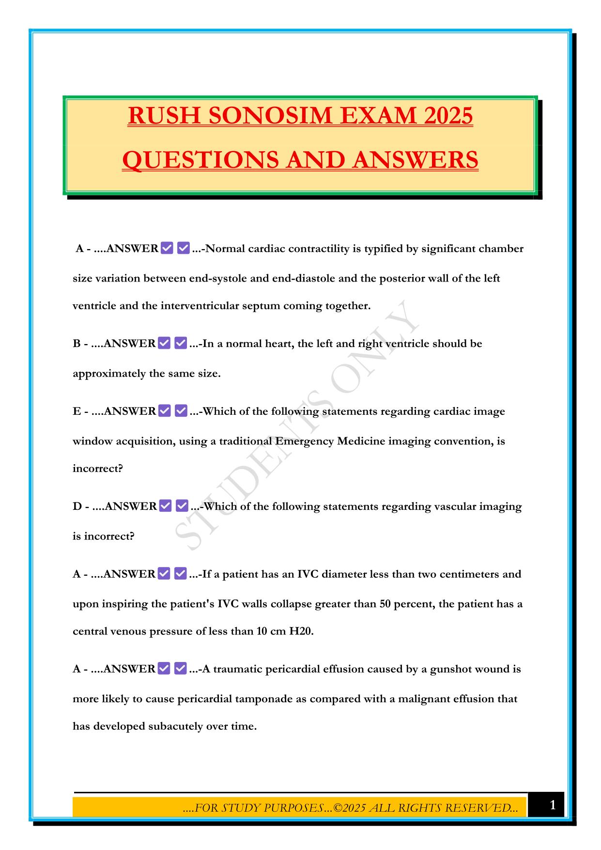 SONOSIM Bundled Exams 2025/2026 |Questions and Answers |100% Pass