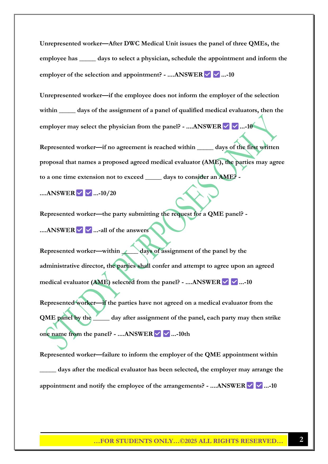 QME Prep Chapter 3 2025 Questions and Answers